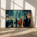 Urban Night Jazz Wall Art Canvas Print – Moody Rain-Soaked