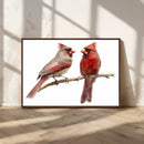 Cardinal Canvas Wall Art - Male and Female Cardinal Print -