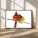 Cardinal Bird Canvas Wall Art - Male and Female Cardinal