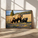 Grizzly Bear Family Wall Art Canvas Print – Majestic
