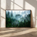 Misty Forest Wall Art Canvas Print – Framed Foggy Mountain