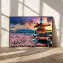 Mount Fuji Cherry Blossom Wall Art Canvas Print – Framed