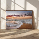 Ocean Sunset Wall Art Canvas Print – Framed Sandy Shore