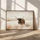 Texas Longhorn Wall Art Canvas Print – Framed Brown Horned