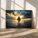 Jesus Walks Wall Art Canvas Print – Framed Divine Sunset by MyGreatCanvas | Canvas Wall Art Prints | Photo Prints & Wall Decor