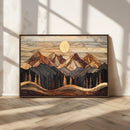 Wood Mountain Wall Art Canvas Print – Framed Boho Abstract