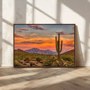 Saguaro Cactus Wall Art Canvas Print – Framed Arizona Sunset