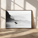 Surfer Beach Wall Art – Framed Black White Ocean Canvas by MyGreatCanvas | Canvas Wall Art Prints | Photo Prints & Wall Decor
