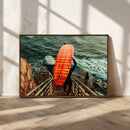 Surfer Stairway Wall Art – Framed Ocean Surf Canvas Artwork, by MyGreatCanvas | Canvas Wall Art Prints | Photo Prints & Wall Decor