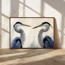 Blue Heron Pair Wall Art Canvas Print – Framed Coastal Bird