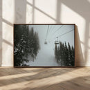 Ski Lift Wall Art Canvas Print – Snowy Pines Misty Landscape