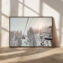 Frosty Pines Wall Art Canvas Print – Framed Cozy Cabin Ski