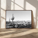 Saguaro Cactus Wall Art Canvas Print – Framed Monochrome