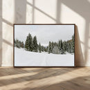 Frosty Pines Wall Art Canvas Print – Framed Silent Snowfall