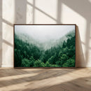 Misty Green Forest Canvas Print – Framed Serene Foggy Pine