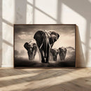Elephant Family Wall Art Canvas Print, Framed Elephant Wall