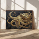 Octopus Wall Art Canvas Print – Gold Detail Wooden Marine by MyGreatCanvas | Canvas Wall Art Prints | Photo Prints & Wall Decor