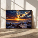 Sunset Ocean Wall Art Canvas Print – Waves Rocky Shore by MyGreatCanvas | Canvas Wall Art Prints | Photo Prints & Wall Decor