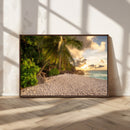 Tropical beach sunset, palm trees, white sand, ocean waves, by MyGreatCanvas | Canvas Wall Art Prints | Photo Prints & Wall Decor