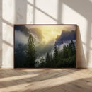 Misty Forest Sunrise Wall Art, Mountain Valley with Pine by MyGreatCanvas | Canvas Wall Art Prints | Photo Prints & Wall Decor