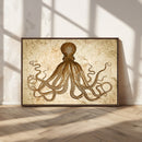 Sepia Octopus Wall Art Abstract Animal Canvas Print