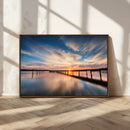 Wooden Pier on Seascape and Sunset Wall Art Canvas Print by MyGreatCanvas | Canvas Wall Art Prints | Photo Prints & Wall Decor