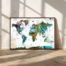 Modern Watercolor World Map Canvas Wall Art – Framed by MyGreatCanvas | Canvas Wall Art Prints | Photo Prints & Wall Decor