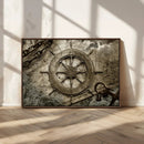 Wooden Ship Wheel Canvas Print, Multi Panel Canvas Wall Art