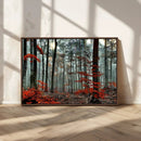 Autumn Forest Wall Art – Enchanting Red Leaves Canvas Print,