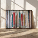 Vintage Wooden Weathered Ski's in Front of an Old Barn Wall by MyGreatCanvas | Canvas Wall Art Prints | Photo Prints & Wall Decor