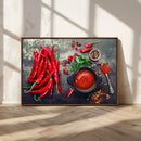 Red Chili Peppers Wall Art Kitchen Artwork Canvas Print