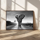 Black and White Elephant Wall Art Canvas Print