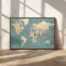 Classic World Map Canvas Print – Framed Vintage Map Wall