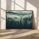 Misty Forest Wall Art Premium Canvas Print a Foggy and