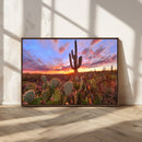 Arizona Desert Wall Art Canvas Print - Framed Deser Sunset