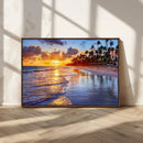 Serene Beach Sunset Wall Art Canvas- Coastal Seascape Print