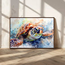 Watercolor Sea Turtle Wall Art Canvas Print - Vibrant Ocean