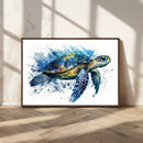 Turtle Wall Art Canvas Print, Framed Watercolor Turtle Art