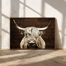 Highland Cow Wall Art Canvas Print, Rustic Farmhouse Decor,