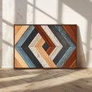 Geometric Wood Art Wall Decor Canvas Print, Rustic Wooden