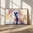 Abstract Watercolor Golf Player Wall Art Canvas Print