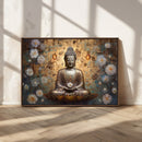 Golden Buddha Wall Art Canvas Print | Zen Meditation Floral