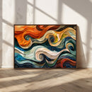 Abstract Wave Wall Art | Ready to Hang Framed Canvas Print |