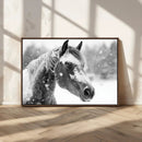 Black Horse Winter Wall Art | Ready to Hang and Framed |