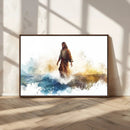 Watercolor Jesus Walking Wall Art Print, Jesus Water Canvas