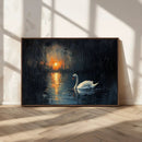 Abstract Swan on Water Wall Art Canvas Print - Elegant