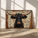 Rustic Texas Artwork Wall Art Canvas Print - Abstract Cow