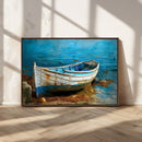 Vintage Boat on Tranquil Waters | Coastal Wall Art for