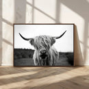 Highland Cow Wall Art | Black and White Farmhouse Decor |