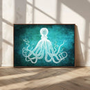 Green Octopus Abstract Wall Art Canvas Print
